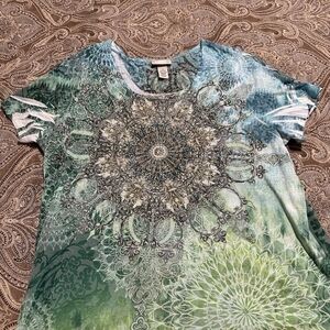 Catherines Green and Blue Mandala Short Sleeve Tee